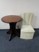 A circular occasional table and a dralon bedroom chair