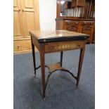 A Victorian inlaid rosewood envelope card table