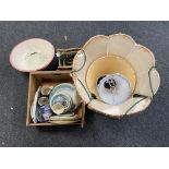 A box of wall plates, kitchen mixing bowl, china,