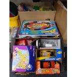 A quantity of children's toys, board games, cars annuals,