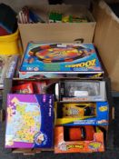 A quantity of children's toys, board games, cars annuals,