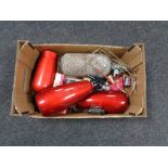 A box of early twentieth century syphons with gas canisters etc