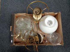 A box of glass punch bowl and glasses,