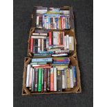 Three boxes of hardbacked and paperbacked books - Novels,