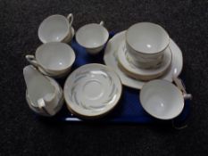 A tray of twenty one piece Royal Worcester harvest ring tea service