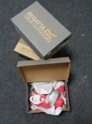 Six boxed pairs of Regatta children's shoes size 3 & 5