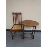 An oak pie crust edge occasional table and a bedroom chair