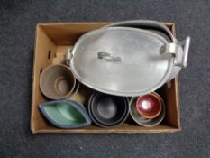 A box of stainless steel fish kettle with lid,