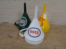 Three oil funnels - Castrol,