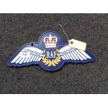 A metal RAF plaque