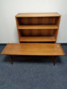 A set of 20th century teak open bookshelves and a teak coffee table CONDITION REPORT: