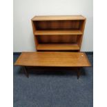A set of 20th century teak open bookshelves and a teak coffee table CONDITION REPORT: