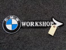 A metal BMW plaque