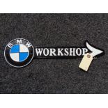 A metal BMW plaque