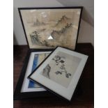 Six framed Japanese prints