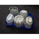 Six antique jelly moulds