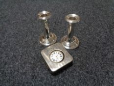 A pair of silver candlesticks, Birmingham marks,