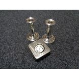 A pair of silver candlesticks, Birmingham marks,