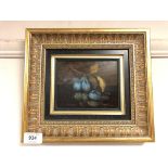 R. Berger : oil on panel , still life with fruit, signed, framed.