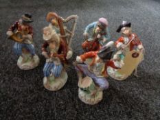 A set of six Dresden monkey musician figures