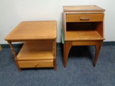 A 20th century teak telephone table and a teak lamp table