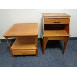 A 20th century teak telephone table and a teak lamp table