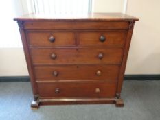 A Victorian mahogany five drawer chest