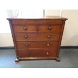 A Victorian mahogany five drawer chest