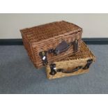 Two wicker picnic baskets