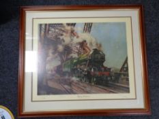 A framed Terence Cuneo print - The Flying Scotsman