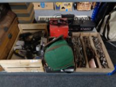 A quantity of tools, hardware, spanners, socket sets, torches etc,