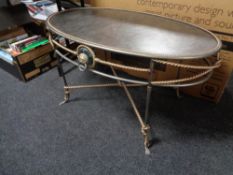 A Barker & Stonehouse metal oval coffee table 51 cm x 93 cm x 54 cm