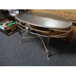 A Barker & Stonehouse metal oval coffee table 51 cm x 93 cm x 54 cm