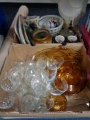 Two boxes of assorted china and glass ware