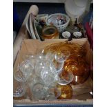 Two boxes of assorted china and glass ware