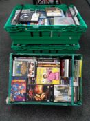 Five plastic crates of dvds