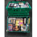 Five plastic crates of dvds