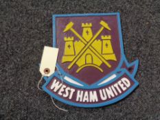 A metal West Ham plaque