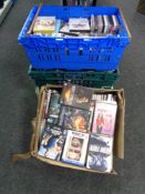 Five plastic crates of dvds