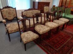 A nine piece Victorian mahogany drawing room suite CONDITION REPORT: Settee,