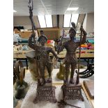 Two pot metal figures - soldiers with pipes