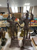 Two pot metal figures - soldiers with pipes