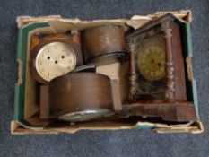 A box of four twentieth century mantel clocks (Af)