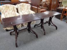 Two Bentwood refectory bar tables