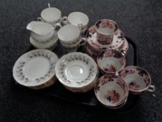 A tray of twenty piece Paragon Olympus china tea set together with six Oriental pattern trios