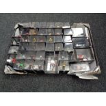 A box of die cast super bikes in display boxes