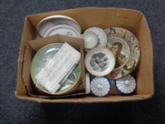 A box of assorted china, Franklin porcelain plates,