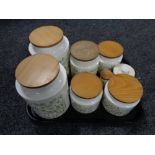 A tray of six Hornsea Fleur storage jars,