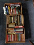 Three boxes of hardback and paperback books - novels,