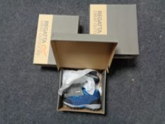 Four pairs of boxed Regatta children's shoes size 12 and 3